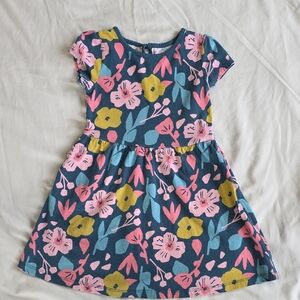Simply Joys By Carters Girls Navy Floral Casual Dress with Pink & Yellow Flowers